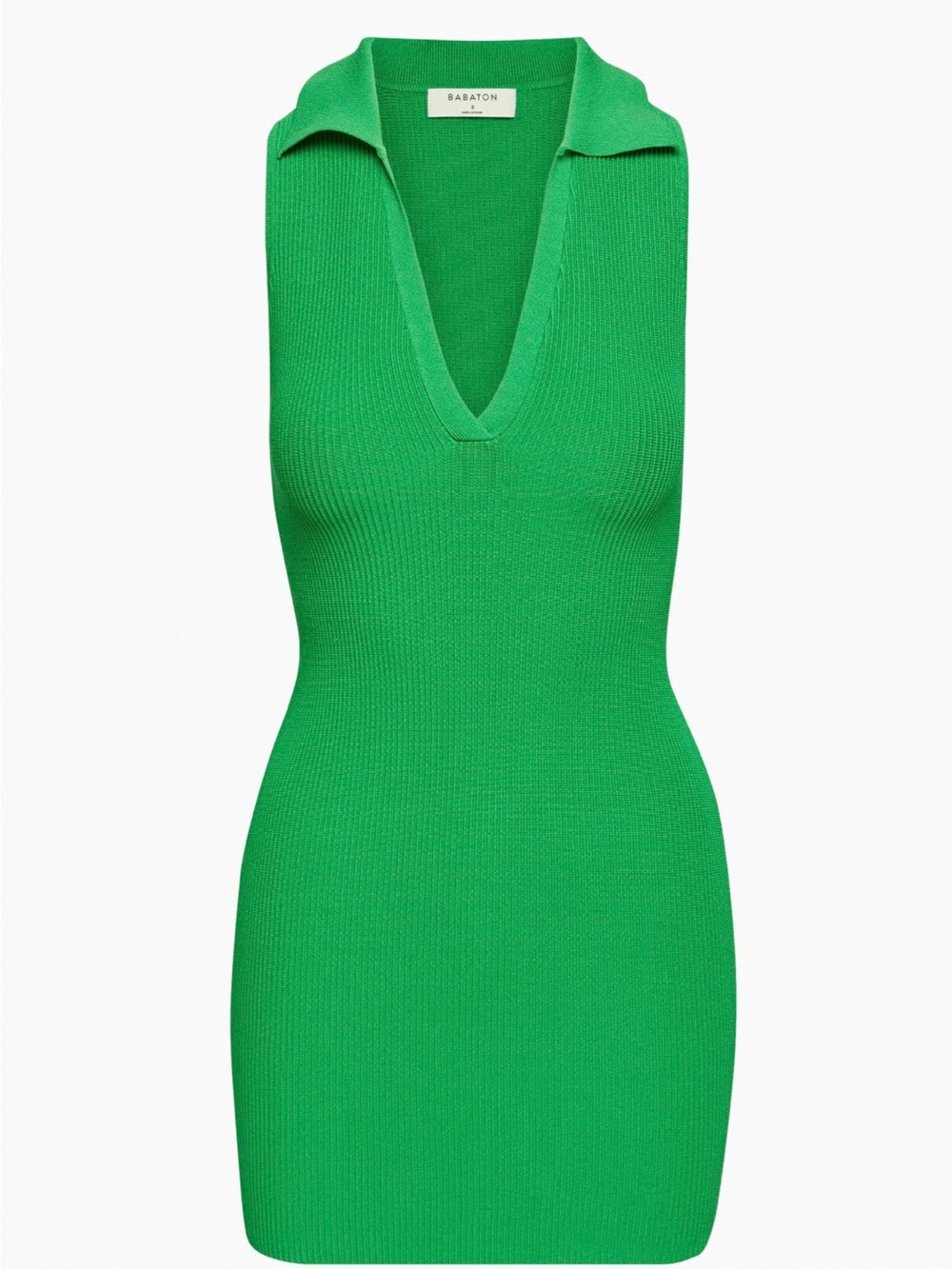 Green sleeveless collared mini dress